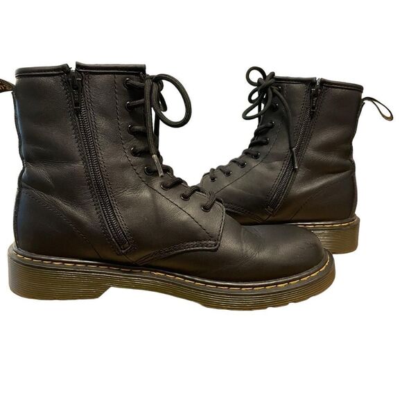 Dr. Martens Black Leather Karardo Combat Boots Size 6 - Picture 5 of 7